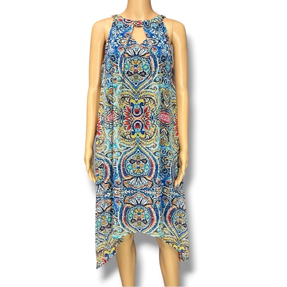 AB Studio Boho Mini Sleeveless Halter Style Dress Above the Knee